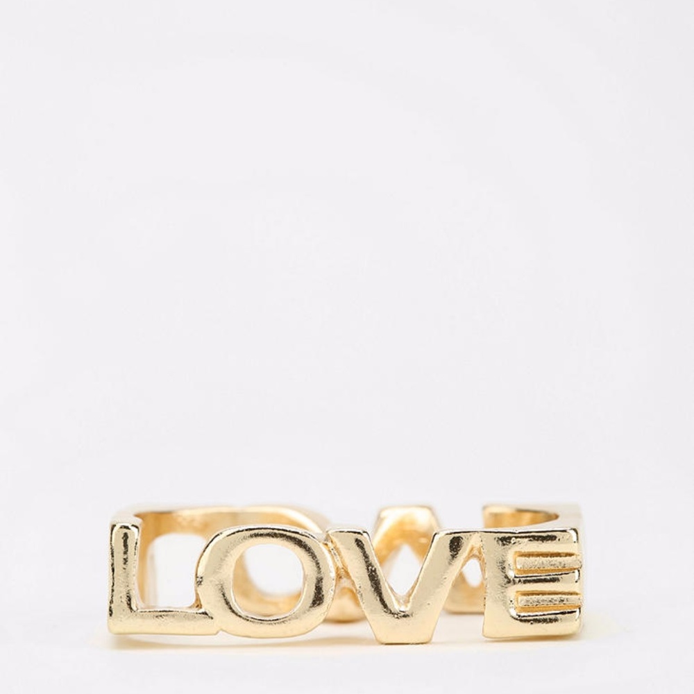 URBAN OUTFITTERS BIG WORDS DOUBLE-FINGER RING LOVE - Picture 2 of 6